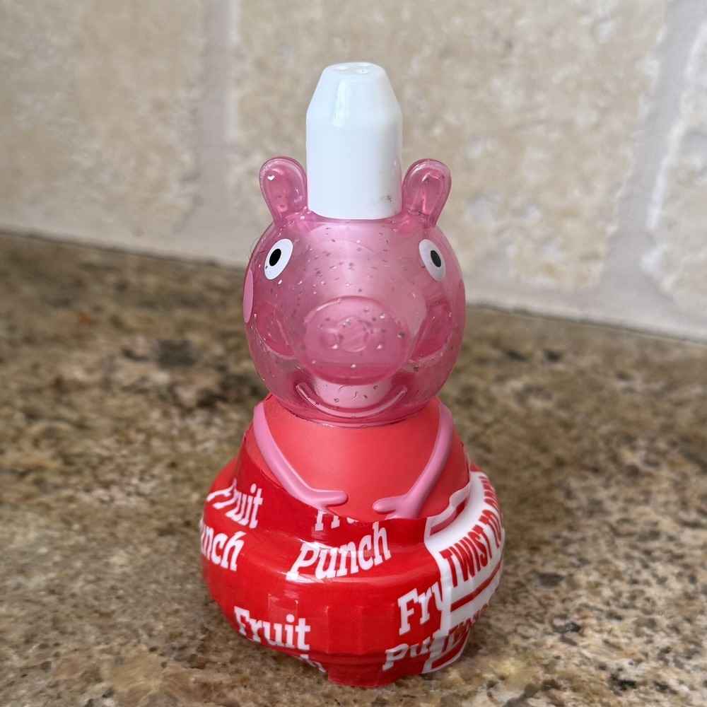 GLITTER Peppa Pig Good 2 Grow Juice Topper Cup Bottle Glitter Rare Limited Ed.